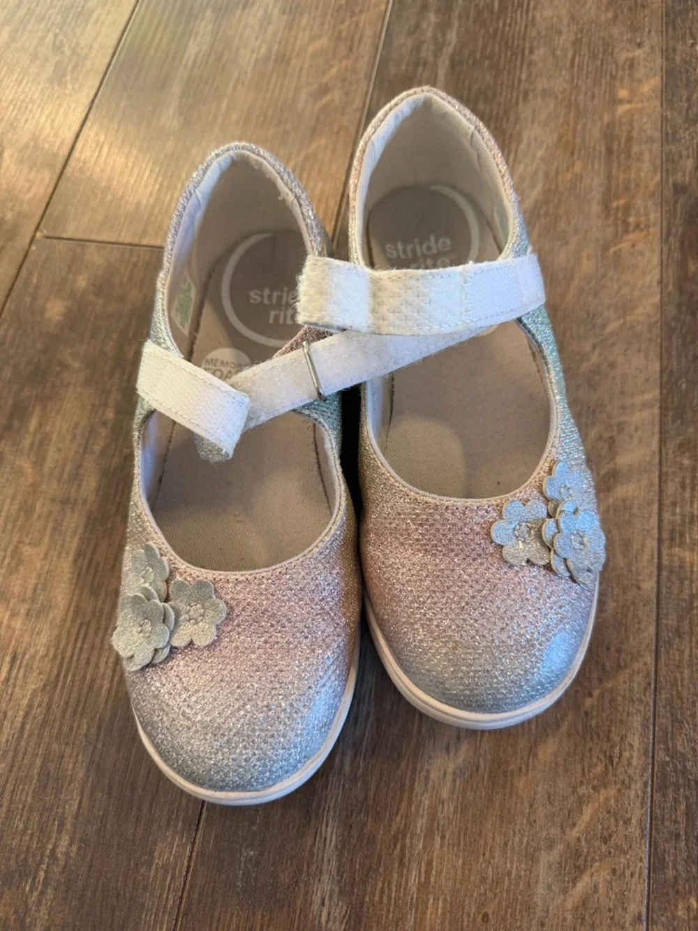 Stride Rite Girls Glitter Mary Janes in Pink and Silver - Picture 1 of 9